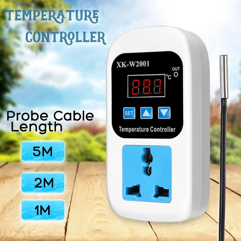 Digital Thermostat Regulator Socket Temperature Controller 1/2/5m Micro Computer Socket Outlet -50 ~ 110C + NTC Sensor 110-220V
