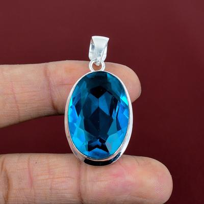 Ciondolo indicolite sfaccettata ciondolo in argento sterling 925 ciondolo pietra natale gioielli con pietre preziose autentiche ciondolo delicato fatto a mano regali di fidanzamento