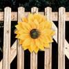 Sunflower Wreath Front Door Decor Cloth Fabric Wall Hanging Decoration Sunflower Thanksgiving Day 2024 Household Craft Ornaments