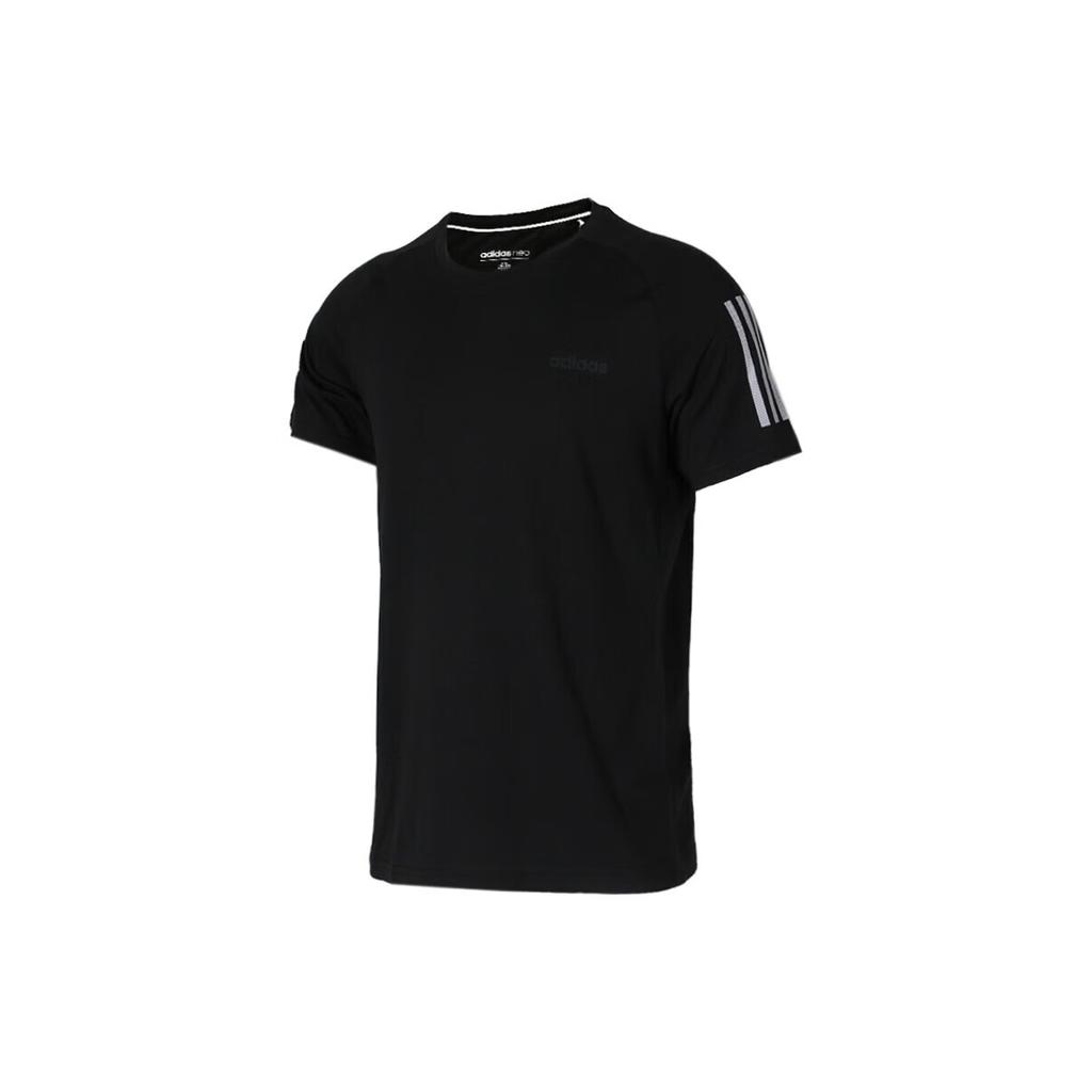 Adidas Solid Color Crew Neck Casual Short Sleeve Raglan T-Shirt Men Tops Black DM4274