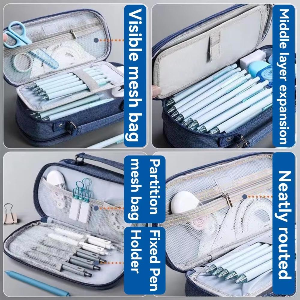 5 Layer Canvas Pencil Case Portable Student Stationery Boxes New Pen Storage Bag  School Supplies