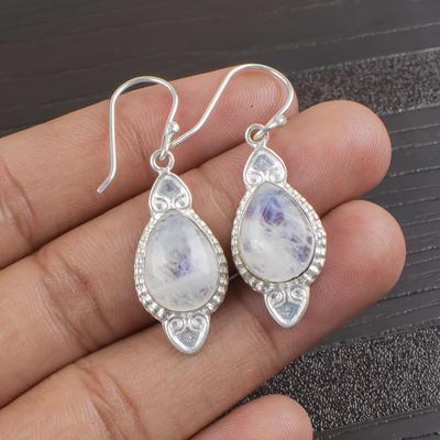 Rainbow Moonstone Earrings Gemstone Jewelry, 925 Solid Sterling Silver Earrings, Handmade Beautiful Jewelry Earrings