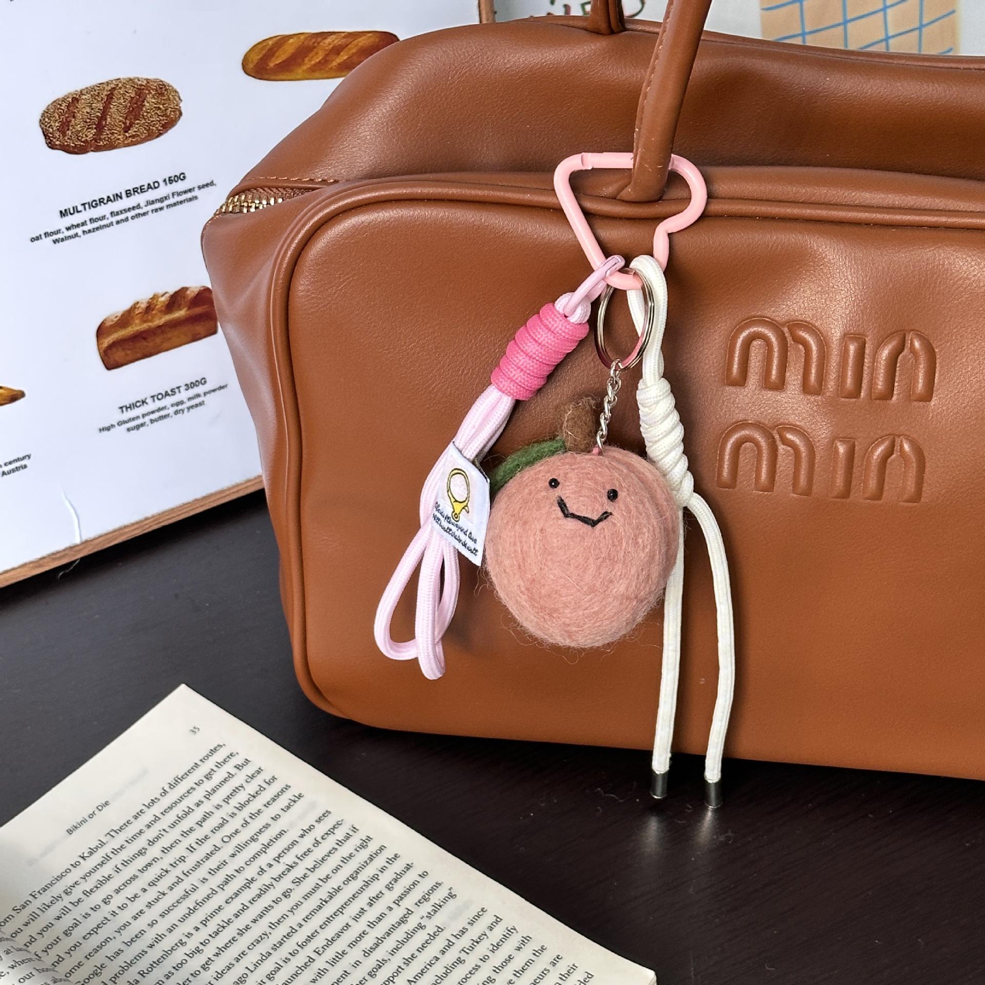 Handmade Wool Felt Fruit Keychain Pendant from Nepal