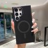 Breathable Mesh Holder Magsafe Case for Samsung Galaxy S25 S24 Ultra S23 Plus Shockproof Cover Phone Bumpers