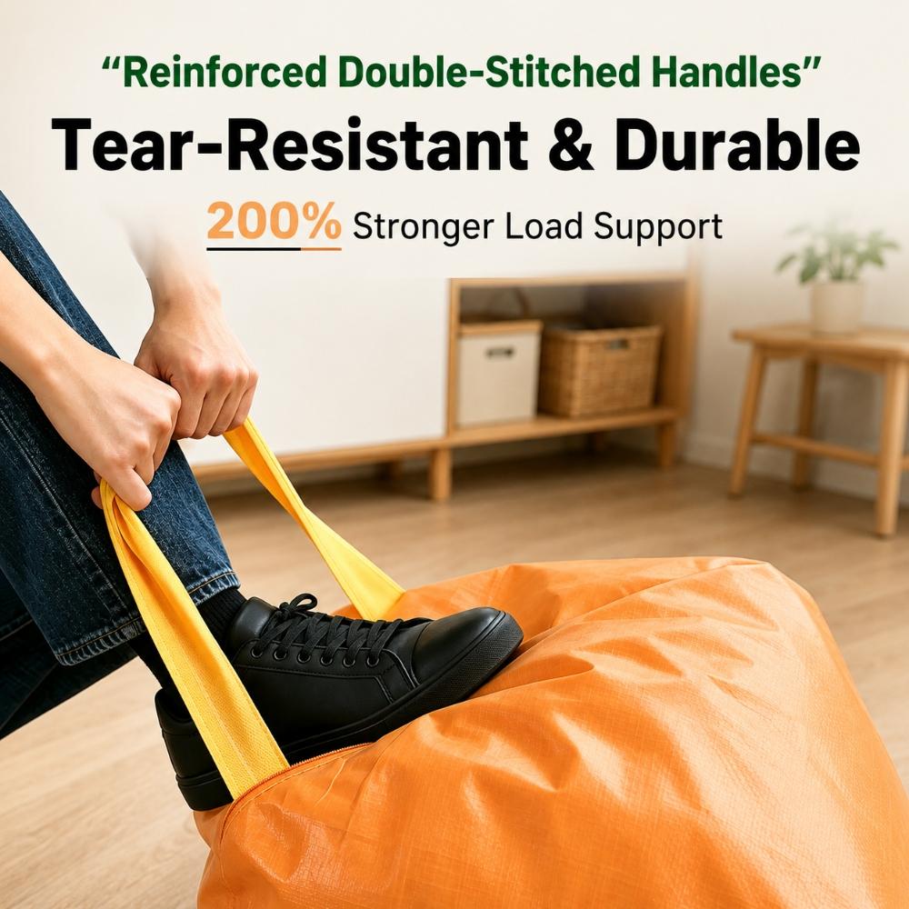 Large Capacity PE Moving Storage Bag with Reinforced Handles, Double Metal Zipper, Water-Resistant Durable Design