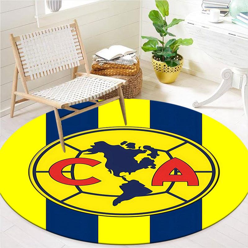 Club de Futbol América Round Area Rug,Carpet Rug for Living Room Bedroom Sofa Playroom Decor,Non-slip Floor Mat