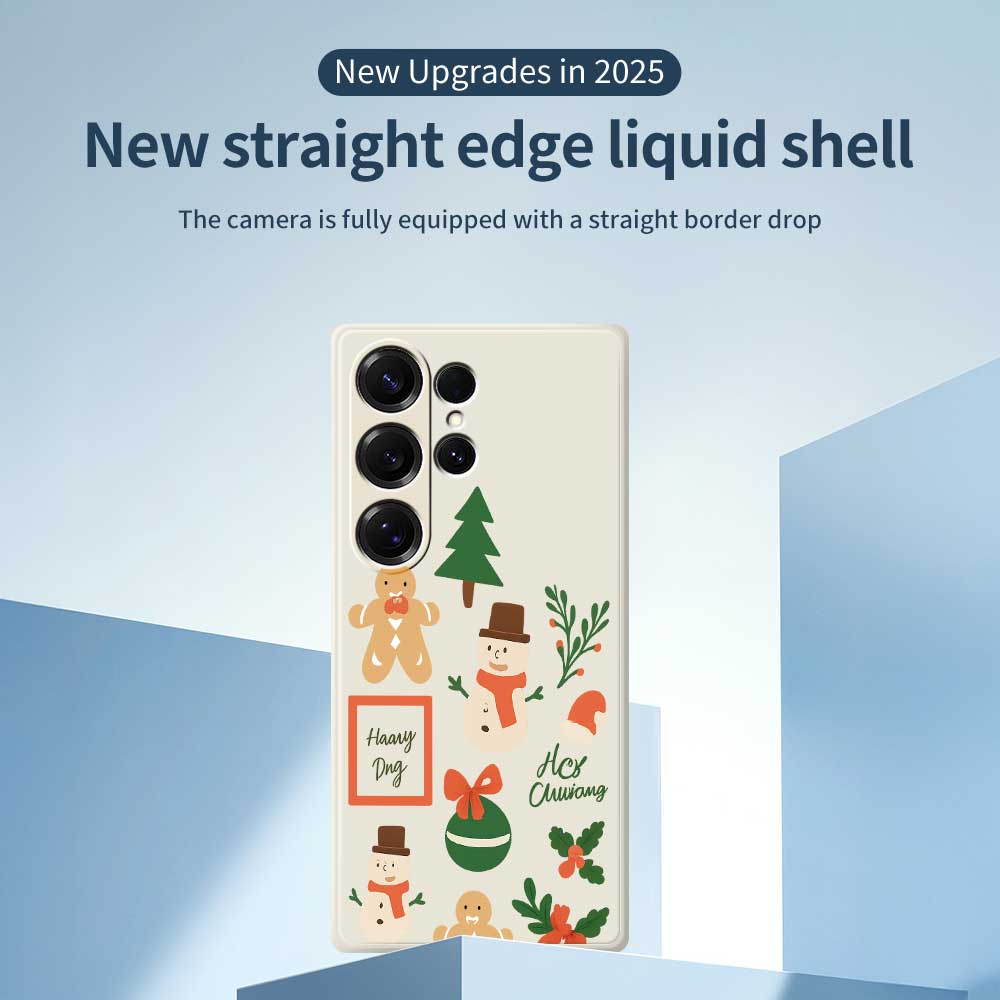 For Samsung Galaxy S25 Ultra Case Christmas Snowman Pattern Printing Straight Edge TPU Phone Back Cover
