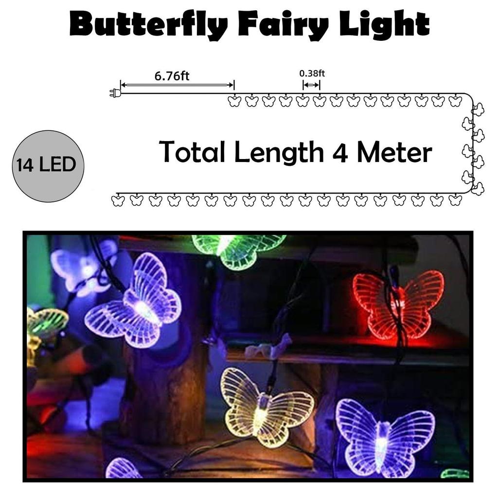 Butterfly Lights for Decoration - 4 Meter, 14 Led Lights for Decorations, Decorative Light for Home Decoration