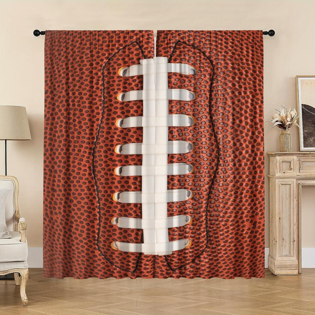 2 Panels Sports Curtains Rod Pocket Abstract Flame Basketball Theme Wall Decor Teens Bedroom Men Cool 3D Ball Art Printed Drapes