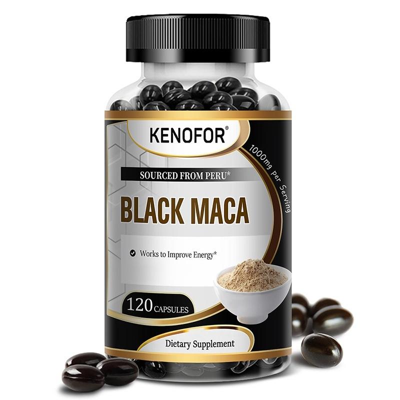 Black Maca Capsules 1000mg Peruvian Maca Root Herbal Extract Supplement for Vitality and Energy Support 120PCS
