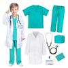 7-teiliges V-Ausschnitt Chirurgisches Kinder Arzt Kostüm Set Arzt Krankenschwester Cosplay mit Stethoskop Kittel Chirurgischer Anzug Rollenspiel Kostüm