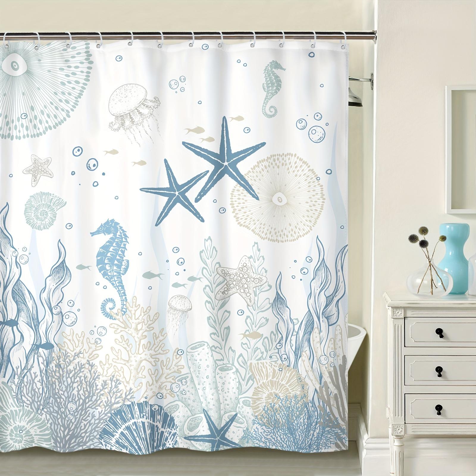 

Seaside Starfish And Shells Shower Curtain For Bathroom Decor, Perfect For Adding Coastal Charm And Style W60H190(CM)-1 Pcs