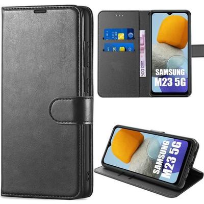 Puzdro pre Samsung Galaxy M23 5G Syntetická Koža Čierne Odolné voči Poškriabaniu 360 Stupňová Ochrana