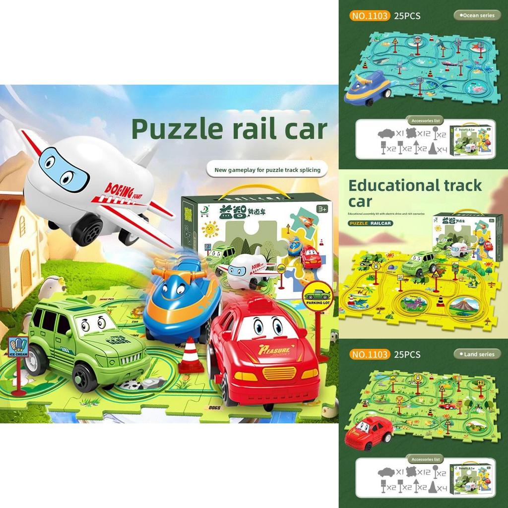 Kinder DIY Puzzle-Bahn Auto Set Spielzeug für kreatives Spielen Geschenk