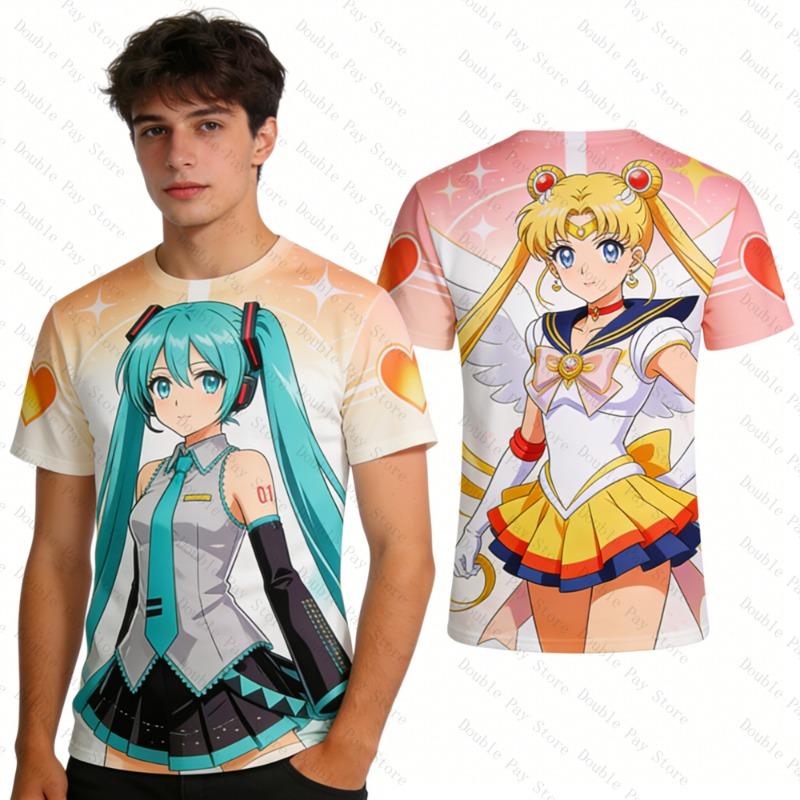 2026 Hatsune miku animation peripheral short-sleeved Children t-shirts kawaii dimensional student clothes T-shirt
