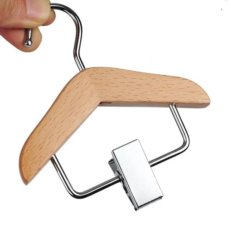 Mini-Kleiderbügel, Premium-Kleiderbügel aus Holz für Babys mit rutschfestem Clip, praktischer Kleiderhaken für Haustiere, Kleiderbügel