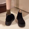 Vintage Chunky Fur Lining Women Snow Boots Comfort Platform Flats Warm Cotton Short Booties Winter Women's Plush Shoes