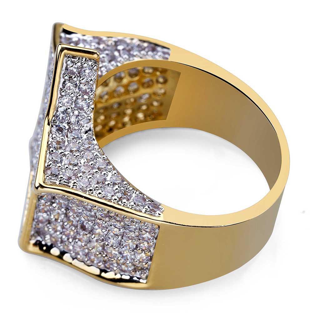 European & American Five-Pointed Star Men's Ring: Gold-Plated with Zirconia, Trendy Hip Hop Accessory