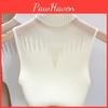 Knitted Mesh Top Y2k Women Tank Top Half Neck Vest Female Sleeveless Sweater Chic Cut Out Streetwear Solid Skinny Tube Top