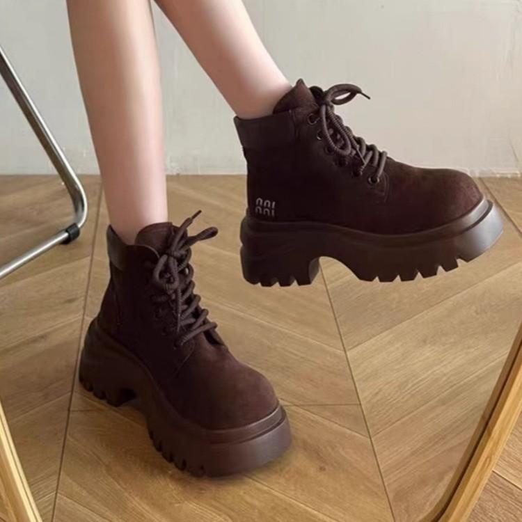 Martin boots dam vår och höst nya platåstövlar retro arbetskläder rabarberstövlar korta stövlar tidig höst