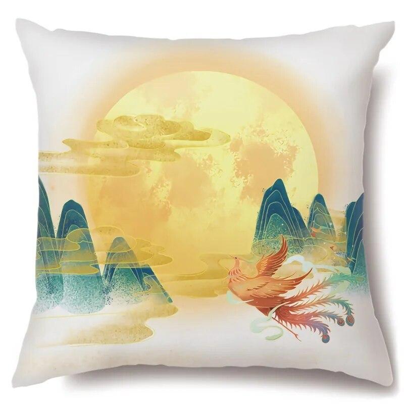 Pillowcase Crane Safflower  Beijing Opera Sofa Home Room Aesthetics