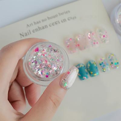 1Box Cute Star Shape Colour Holographic Laser Nail Glitter For Nail Art Nail Charm Decoration Accessories Nail Art