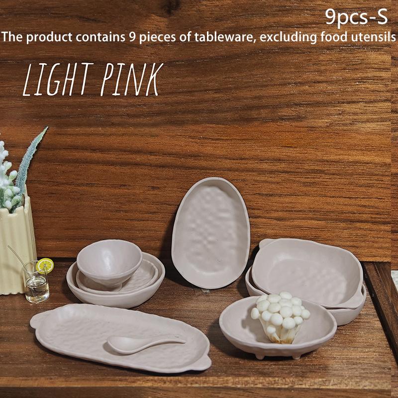 Dollhouse Miniture Bowl Plate Chopstick Tray Kit Doll Home Simulation Kitchen Tableware Decoration Pretend Play Toys