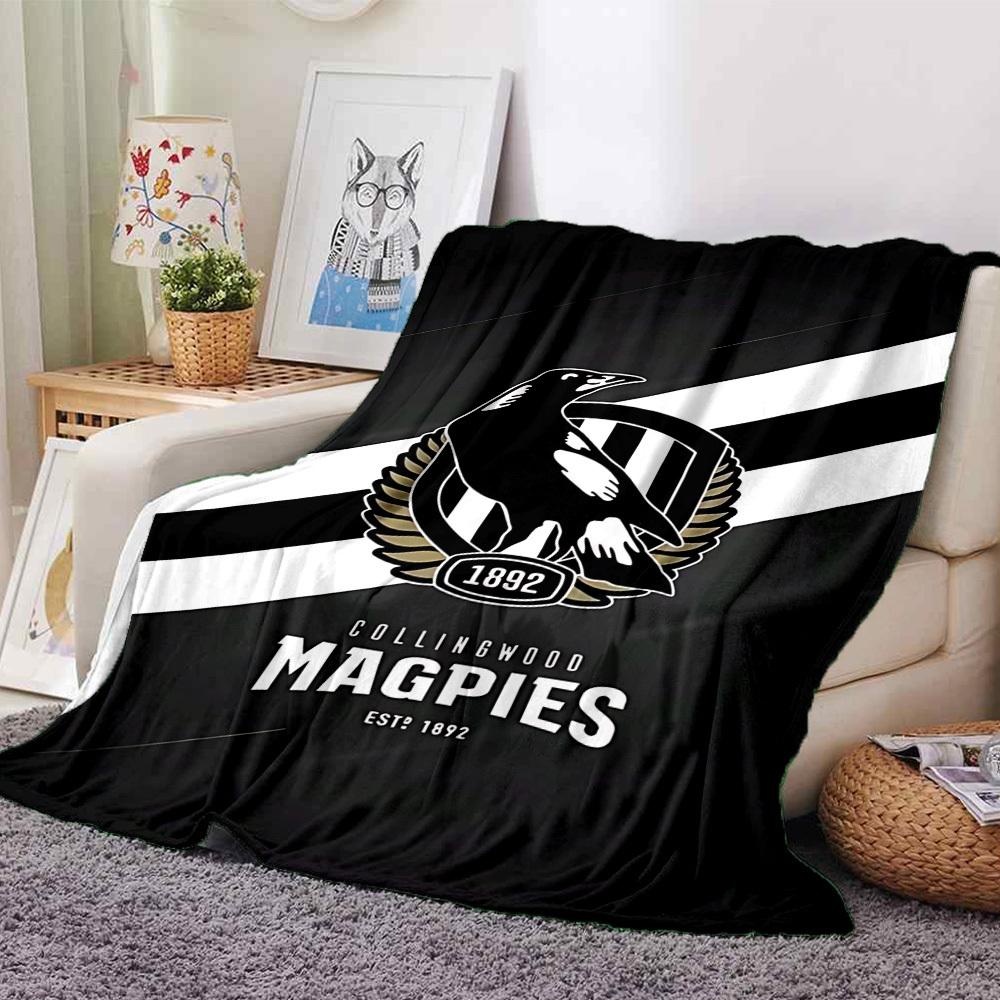 1 шт. Плед Collingwood Magpies Мягкий Фланелевый, Уютный Всесезонный Полиэстер, Идеально для Дома, Офиса 80cmx120cm