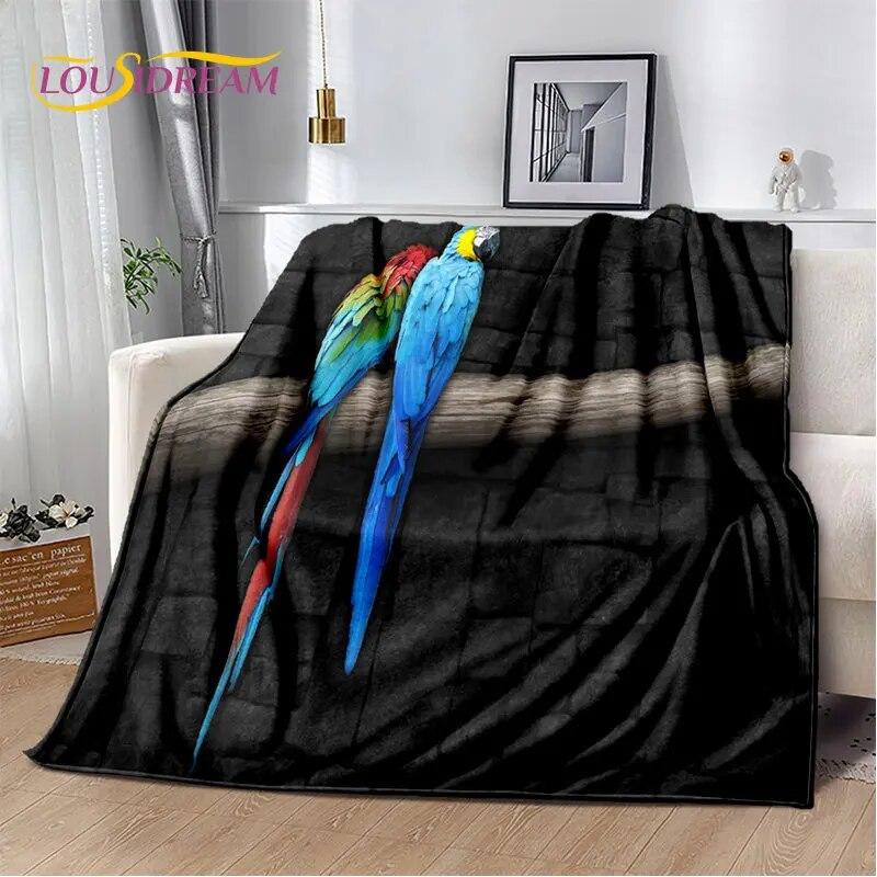Macaws Colorful Birds Parrot Soft Plush Blanket,Flannel Blanket Throw Blanket for Living Room Bedroom Bed Sofa Picnic Cover Kids