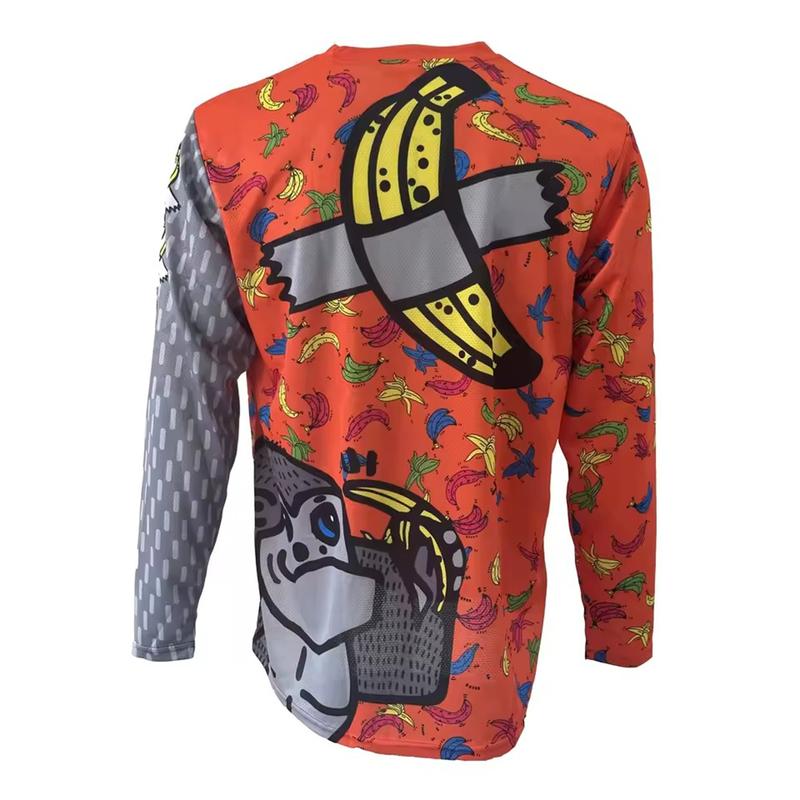 Men's Cycling Jersey UV Protection Mountain Bike T-Shirt MTB Cycling Jersey Off-road BMX Motocross Cycling Jersey Bicycle Long S