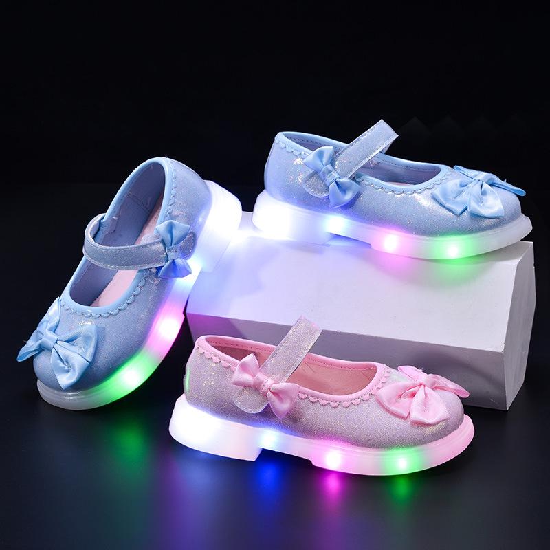 Leuchtende Prinzessinnen-Schleifen-Schuhe für Kinder - Auftrittsschuhe für Kleinkinder & Mädchen