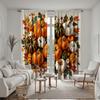 2 pieces HD blue plaid pumpkin maple leaf decorative curtain Yellow tie digital printed curtain Home decoration style decoration