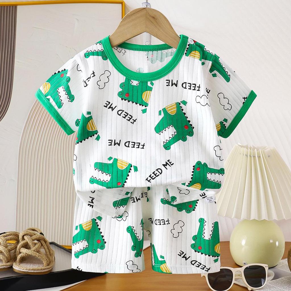 Kids' Cotton Short-Sleeved Set: Korean Style Summer Two-Piece for Girls and Boys