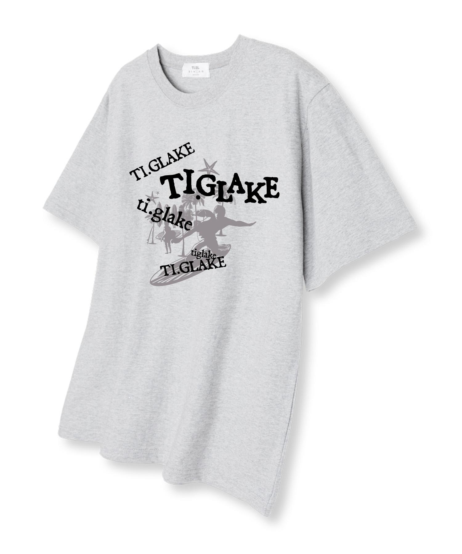 Tee Glake Palm Tree Surfing Oversized Short Sleeve T-Shirt Light Gray L