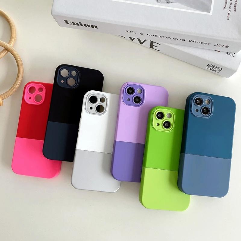 

Чехол для телефона для iPhone 14 Pro 13 12 11 Pro X XR 13Pro 12Pro XS Max Роскошный карамельный двухцветный противоударный мягкий чехол из ТПУ для телефона 3 в 1
