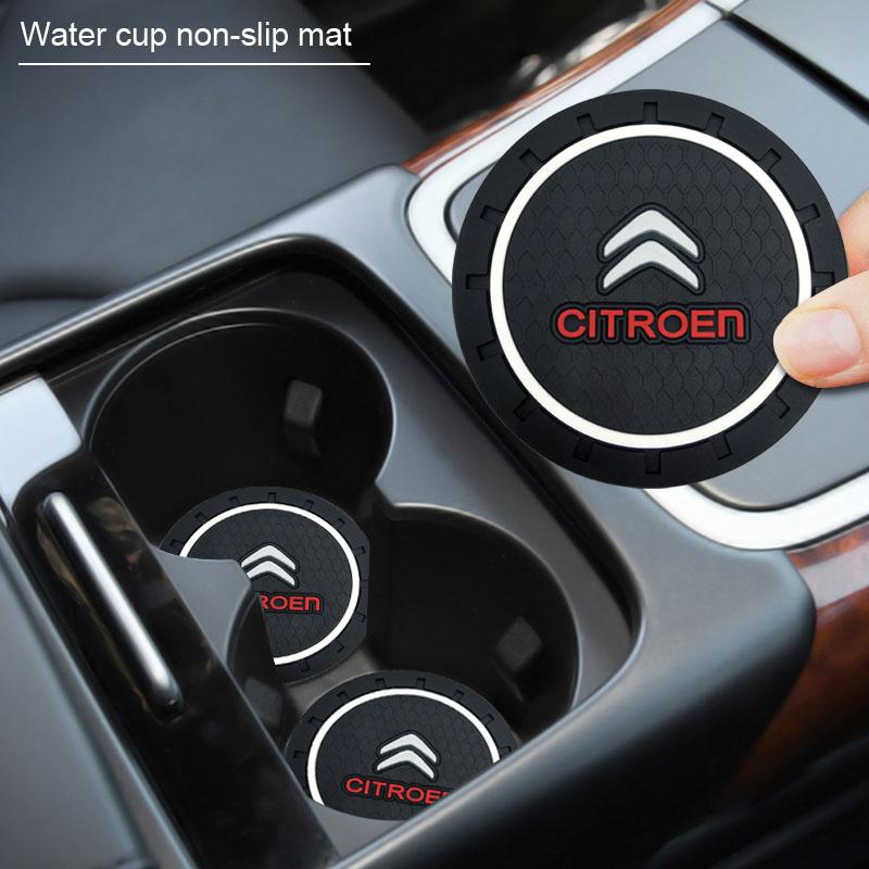 2 Stück Silikon Anti-Rutsch Pad Wasserbecherhalter Getränkeuntersetzer Auto Untersetzer für Citroen C1 C2 C3 C4 C5C6 ELYSEE VTS Xsara C-Crosser Berlingo Jumpy