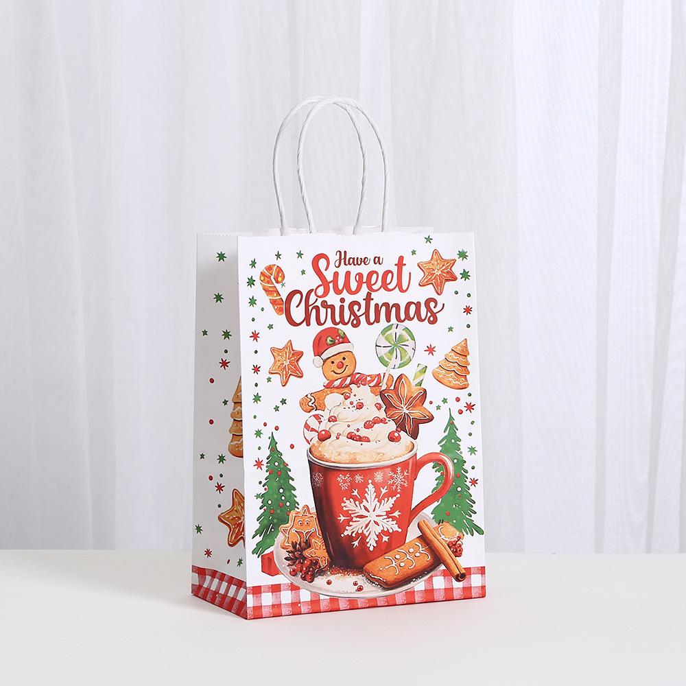Christmas Gingerbread Man Kraft Paper Tote Bag for Gifts and Shopping