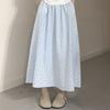 Women's Summer Blue Polka Dot High-Waisted A-Line Versatile Simple Slimming Mid-Length French Style Umbrella Skirt Trendy