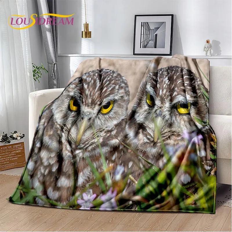 Roztomilá sova 3D kreslená měkká plyšová deka, flanelová deka přehoz do obývacího pokoje ložnice postele pohovky piknikový potah Deka pro děti
