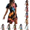 Vestito Casual da Donna alla Moda con Stampa Hawaiana a Maniche Corte