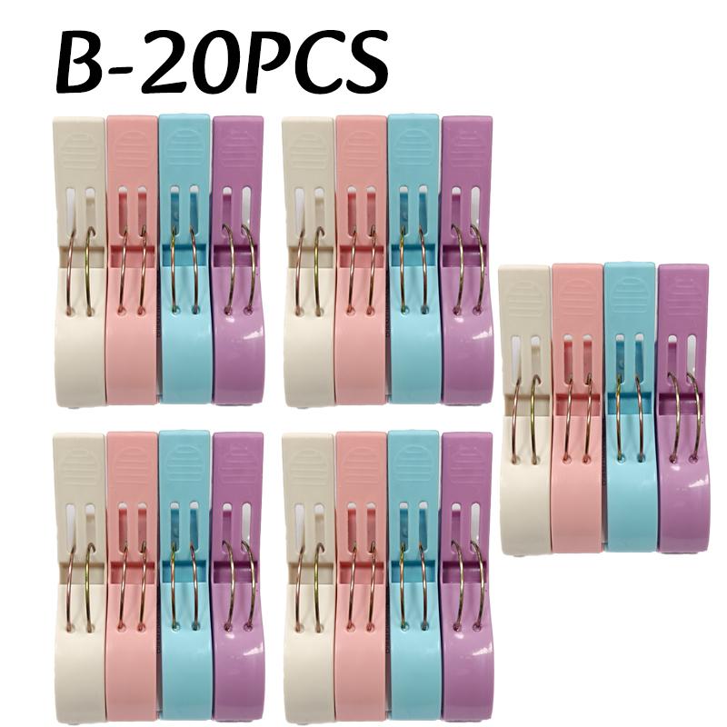 4-20pc Plastic Beach Towel Clips Windproof Clothes Pins Color Pegs Bed Sheet Clips Drying Racks Retaining Clip Home Organization