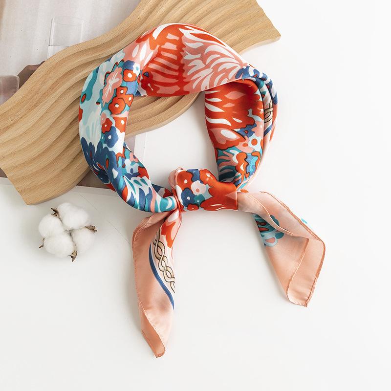 Damska Talia Owoc Kwiat Sztuka Retro Symulowany Jedwab Mała Kwadratowa Chustka Można Ją Połączyć z Koszulą do Strojów Profesjonalnych, Ochrony Przeciwsłonecznej i na Szyję