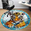1pc Tiger StainedGlass Office Round Area Rug, Indoor Mat Suitable For Office, Under Office Chairs Bedroom Living Room Home Decor, Room Deco