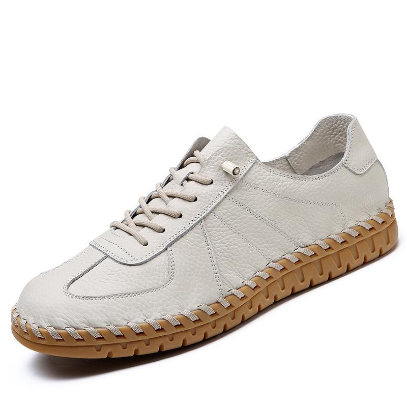 Men s Summer Genuine Leather Slip-On Loafers - Casual Sports Driving Shoes 44 бежевый