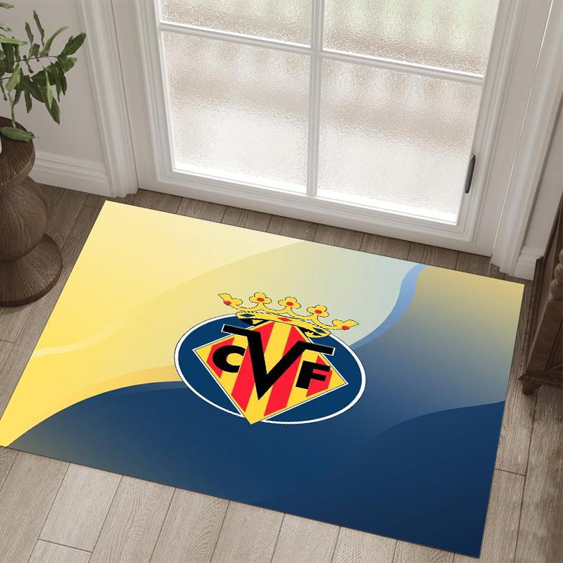 Villarreal FC Design Kristall Samt Teppich Gemütlich Nicht?Rutschfester Teppich mit Aufdruck für Schlafzimmer Wohnzimmer Eingang