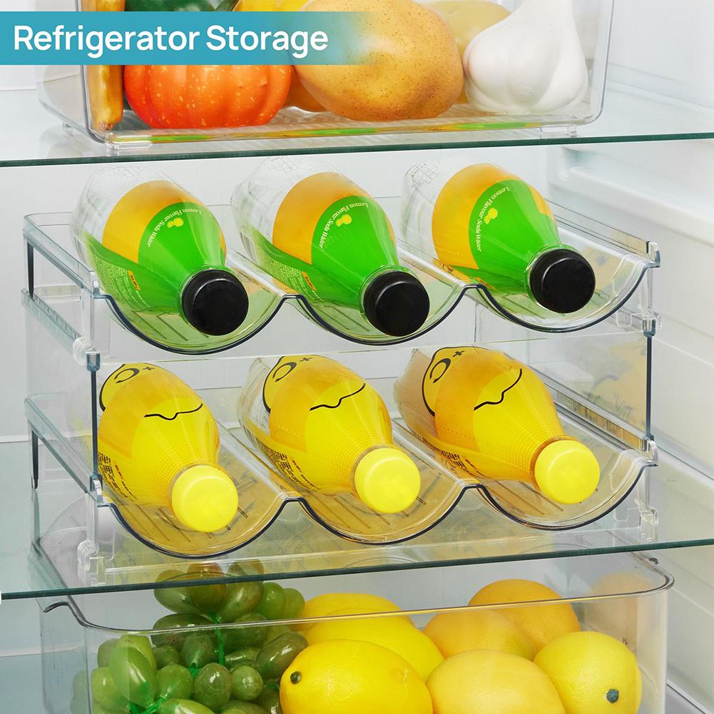 2 Tier Bottle Display Rack Clear Travel Mug Organizer Plastic Cup Organizer Shelf Hold 6 Bottles for Kitchen Countertop Cabinet
