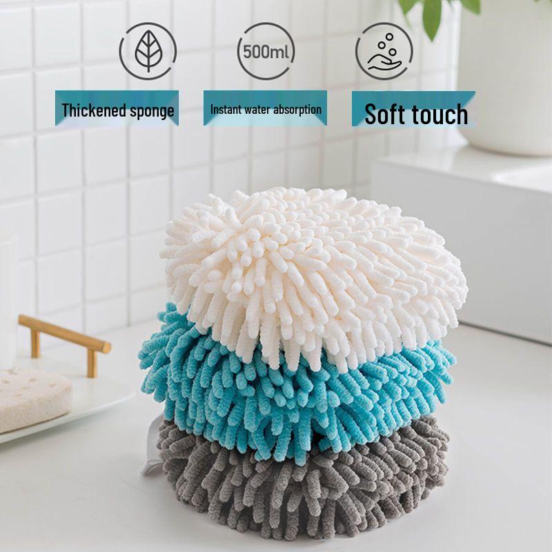 Thickened Chenille Absorbent Lint-Free Hanging Hand Towel for Kitchen & Bathroom.