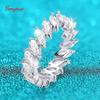 Smyoue 5.1cttw Marquise Cut Flawless Moissanite Wedding Rings for Women Full Eternity Bands 925  Silver Plated Rhodium