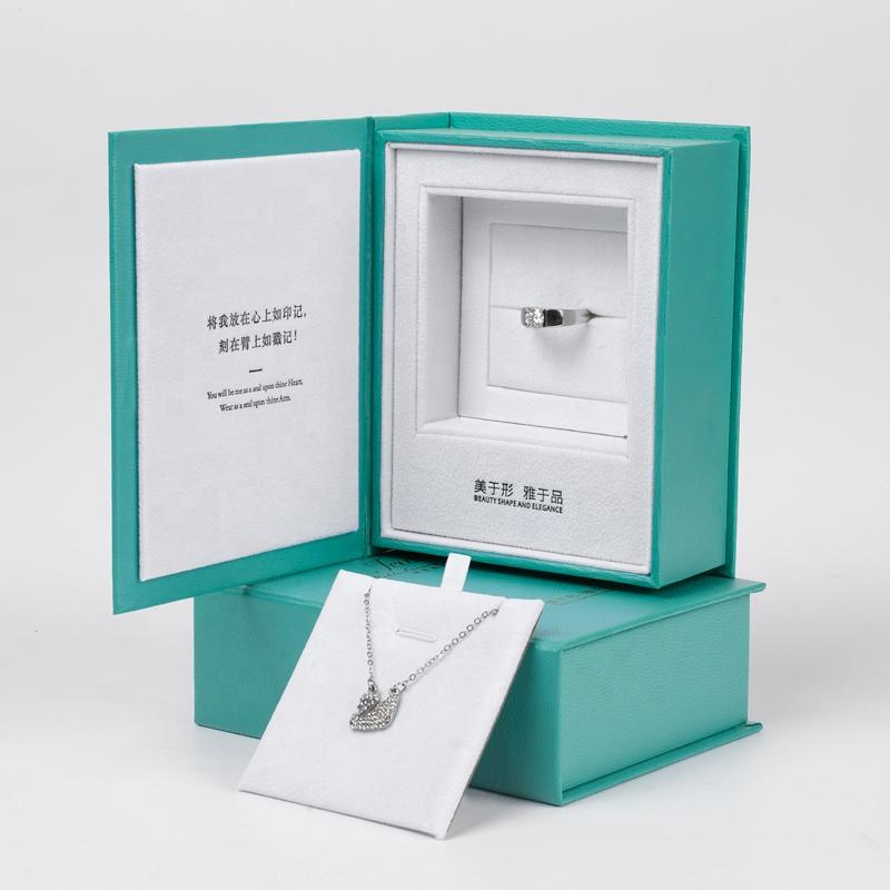 Custom Logo Bible Book Shaped Leather Filled Paper Jewelry Box Ring Earring Pendant Necklace Velvet Packaging Box