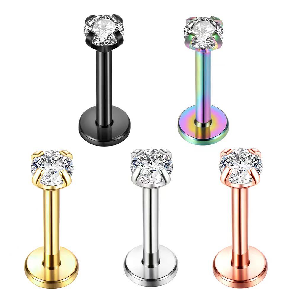 

Titanium Steel Zircon Lip and Ear Studs 1.2*8 mm, 5 pcs